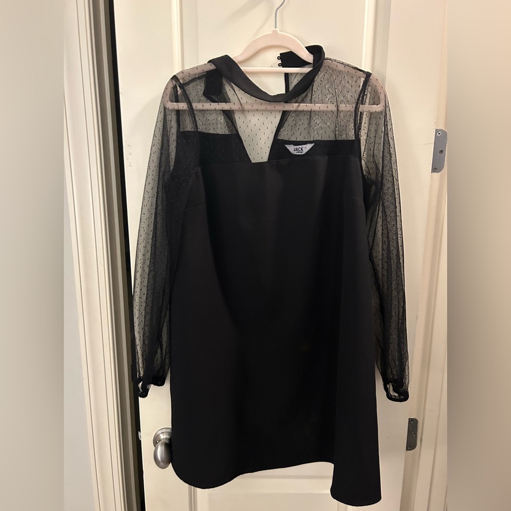Black Dress with Sheer Sleeves